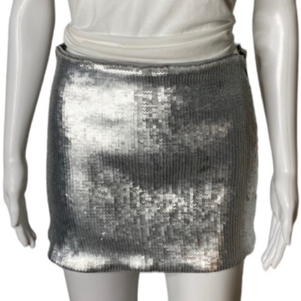 Future Collective Silver Sequin Mini Skirt